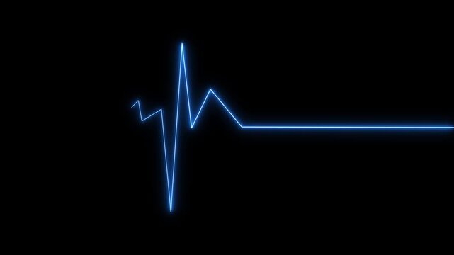 Red EKG flat line. Cardiogram pulse monitor showing heart attack emergency or cardiac arrest. Medical device animation.