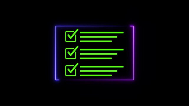 Digital list system concept on solid background. Focusing on productivity, task management, and checkmark for successful.