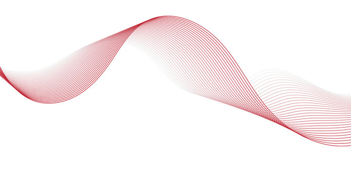 Minimal red gradient wave line on white background for elegant abstract technology design