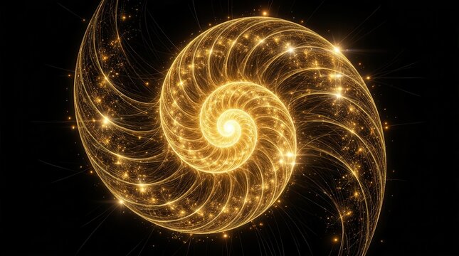 Sacred geometry golden spiral fractal design illustrating divine proportion and mathematical beauty.