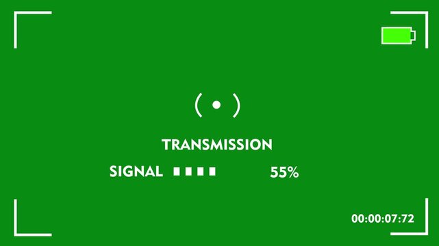 Camera interface hud with signal transmission on green screen