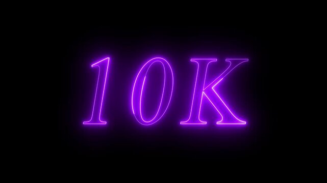 Glowing  Purple Neon 10K Text Resolution Motion Graphic Animation on Dark Black Background Ultra HD High Quality Video Display Intro Promo Visual Asset for Tech Media Digital Screen Content Overlay
