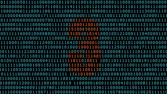 Digital dollar sign symbol formed by glowing binary code data stream animation currency