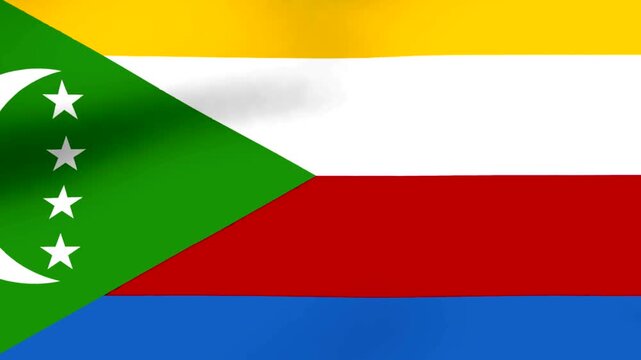 A high quality fabric texture of the official national flag of Comoros waving in the wind