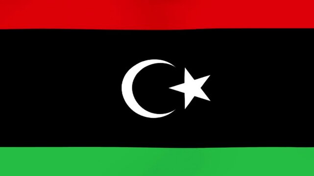 A high quality illustration of the official national flag of Libya waving with pride