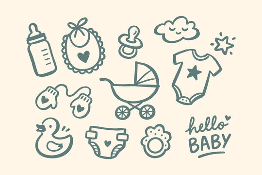 Baby Essentials Doodle Set Illustration