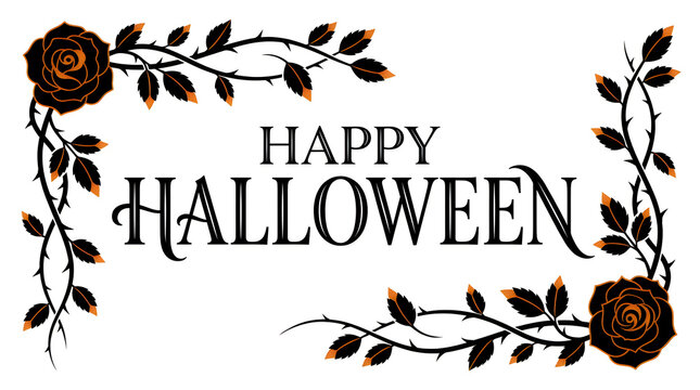 A delightful halloween greeting featuring elegant floral elements and a spooky festive atmosphere