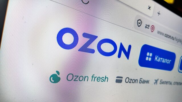 Dublin Ireland august 14 2026..a computer screen with ozon website displayed.Ozon Holdings PLC is one of the first e-commerce companies in Russia