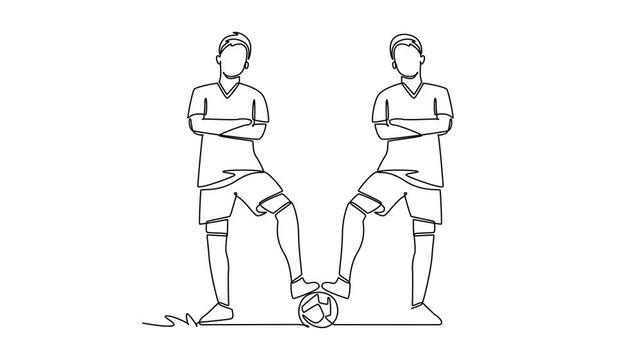 Soccer Club.extracurricular activities concept. Single line draw design. Full length animation illustration. High quality 4k footage