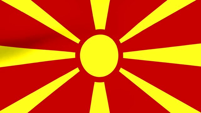 A highquality rendering of the national flag of North Macedonia featuring a stylized yellow sun on a red field