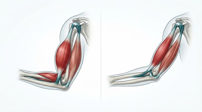 Visual representation of muscle anatomy highlighting antagonist muscle pairs relevant to sports injury understanding in a clinical setting