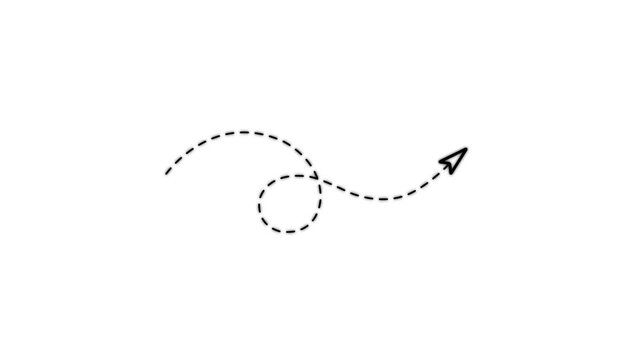 Hand-drawn animated dotted path arrow loop, minimalist motion for ui and presentation line animation 4k Stock video.