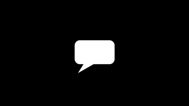 Minimalist speech bubble animation, pulsing chat notification symbol on black background, message communication 4k Stock video.