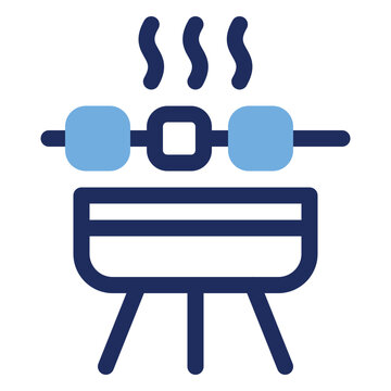 Barbecue Meat Skewer Grill Duo Tone Icon