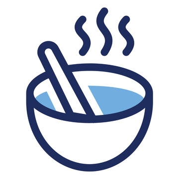 Hot Soup Bowl Spoon Duo Tone Icon