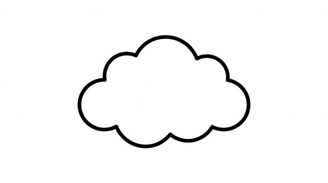 White background with a cartoon style cloud black outline illustration for a coloring book