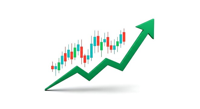 Green stock market candlestick chart with upward trend line illustrating financial success and growth business candlestick investment financial performance statistics analysis