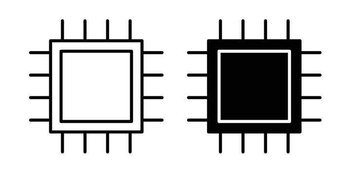 CPU icon black illustrations set