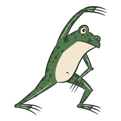 Fototapeta premium Playful Frog Character Doing a Side Stretch