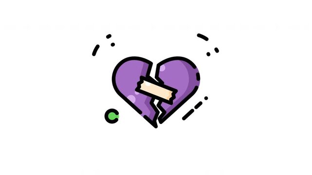 Animated broken heart sticker with modern graphics for icons, web design, social media posts, and valentines day projects. Cute and trendy.