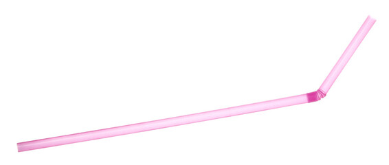 Fototapeta na wymiar Close up pink plastic drinking straw isolated on white, clipping path