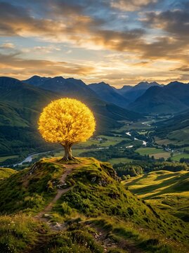 Glowing golden tree