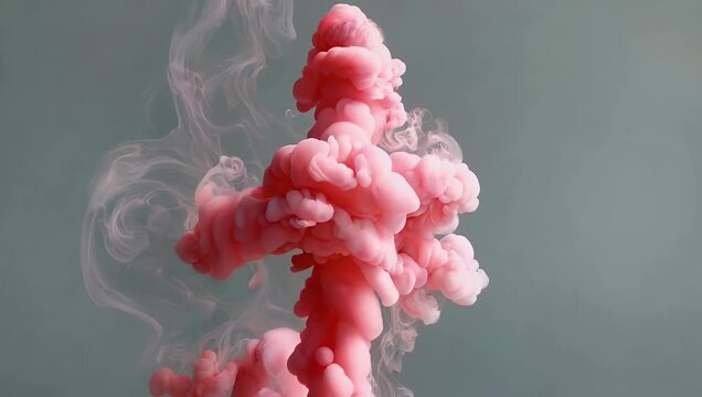 Soft pink smoke rising gracefully against a neutral gray backdrop recorded at 120fps in ProRes RAW for high-end cinematic VFX compositing