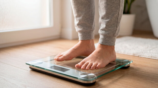 Person standing on a digital scale to check body weight