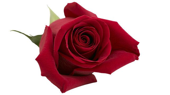 Deep red rose with velvety petals, isolated on transparent background