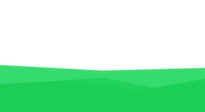 Geometric green bottom footer border featuring abstract overlapping angled polygon layers. Clean minimalist vector graphic for presentation bases. Transparent png cutout object.