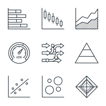 Business Data Analytics and Financial Chart Icon Set for Professional Reporting