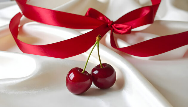 cherries on a plate,cherry, red, berry, dessert, vegetarian, summer, green, nature, tasty, stem, two, white, ripe, fruit, food, sweet, healthy, diet, delicious, macro, juicy, closeup, fresh, cherries,