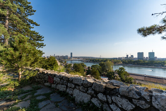 Belgrade skyline and Sava river view from Kalemegdan Fortress
