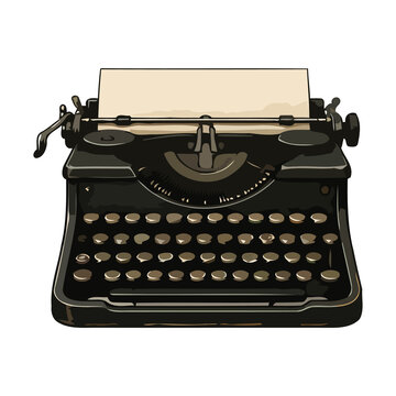 Vintage Antique Typewriter Isolated on White Background for Retro Writing, Office Work, Letter Typing, Classic Communication, and Old-Fashioned Literary Design