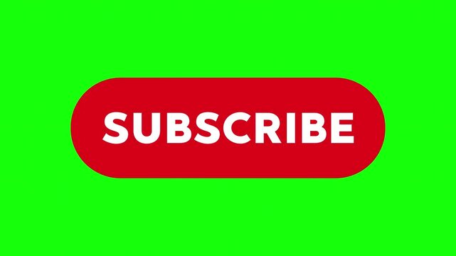 Red Subscribe Button Animation on Green Screen Background