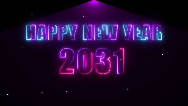 Happy New Year 2031 Neon Lights Celebration greeting