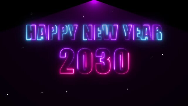 Happy New Year 2030 Neon Light Celebration future