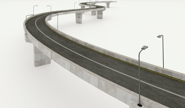 Winding aerial road structure 3D model