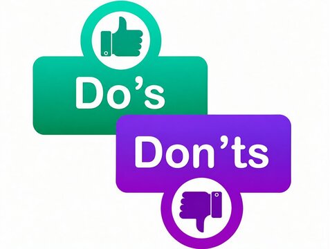 Do's and don'ts flat design icons with thumbs up and down