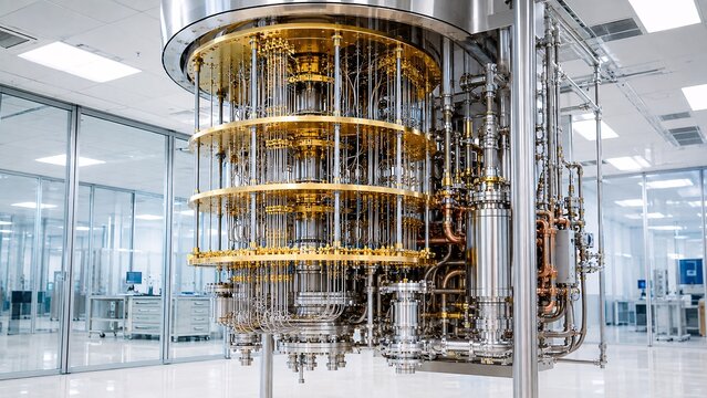 Quantum Computing Machine With Advanced Cryogenic Engineering in High Tech Laboratory