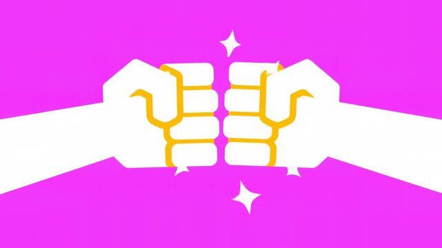 fist and padlock icons on solid pink background