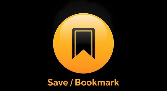 Orange bookmark and save button icon for web and app interface with bookmark