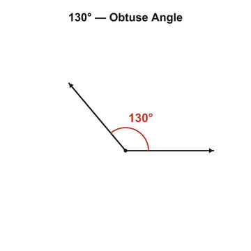 130 degree obtuse angle geometry diagram on transparent background