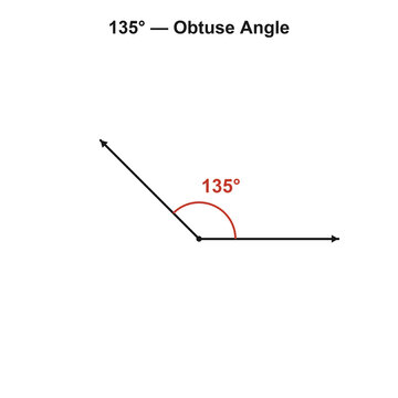 135 degree obtuse angle geometry diagram on transparent background
