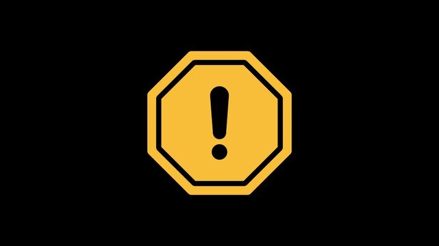Warning sign with exclamation mark on green background. alert , risk , safety, danger road warning sign animation. Exclamation marks and caution warning sign. 4k video