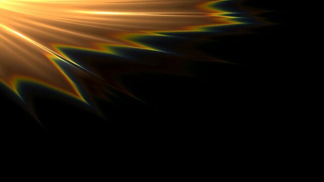 Golden light rays extend across a dark abstract background with subtle flowing motion