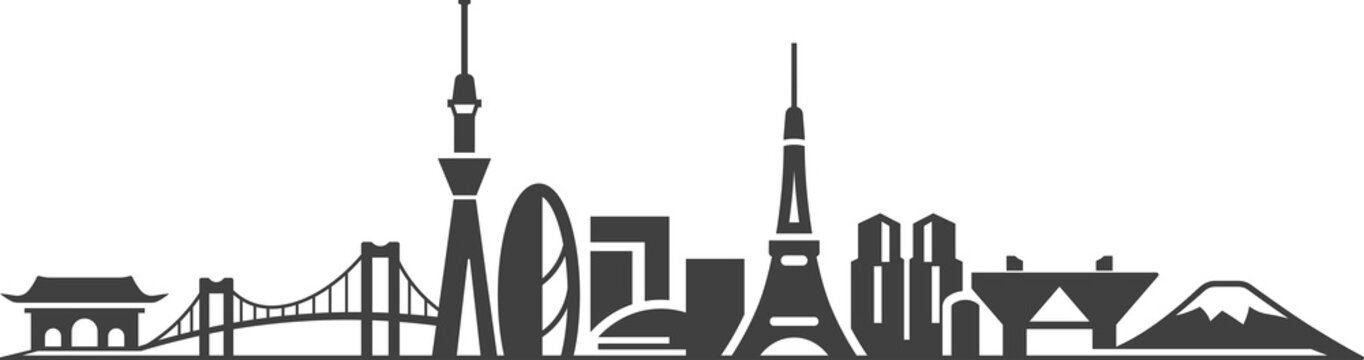 Tokyo skyline geometric landmark silhouette banner with modern architecture vector