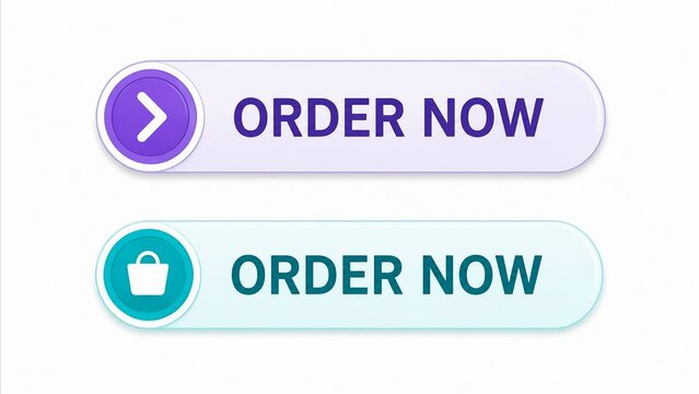 Modern order now button with arrow and shopping bag icons