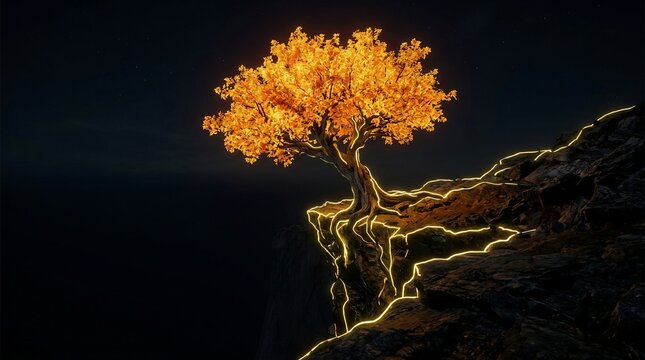 Glowing golden tree