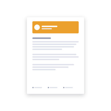 Document template with rounded header card flat design mockup